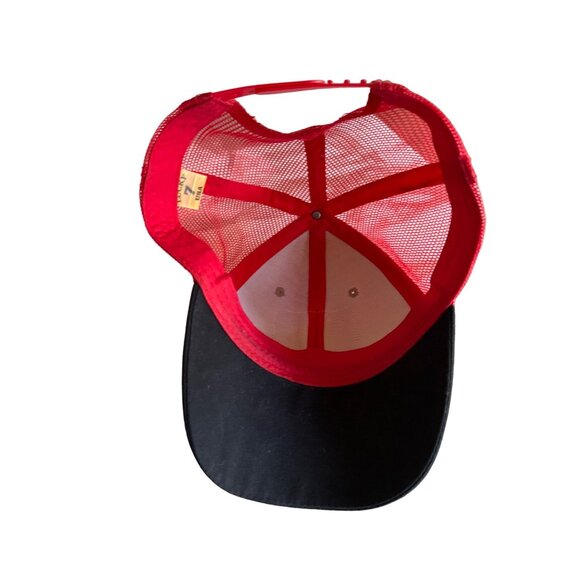 Lucky 7 USA Shark Embroidered Red & Black Trucker Hat Adjustable - Picture 5 of 8